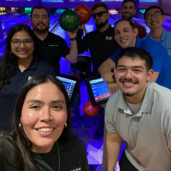 Group of B&N employees bowling